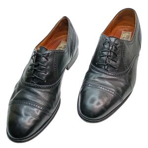 Steeple Gate Men Black Leather Cap Toe Oxford Dress Shoe Vero Cuoio Italy Sz 12